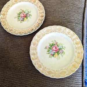 3/$30. Limoges Rosalie warranted 22k Gold. Bead and butter plates x 2